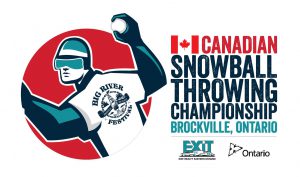 Brockville SNOylmpiad snowball throwing championship logo with support from EXIT Realty and Province of Ontario